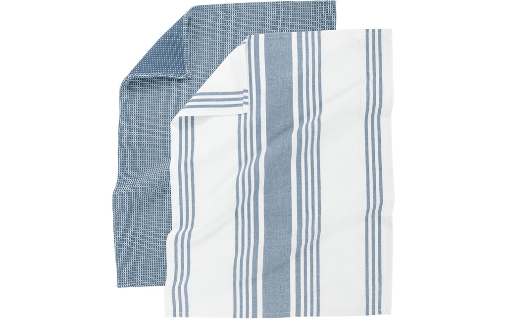 Tiseco Torchon pour la vaisselle Combo Set de 4 pièces, Bleu/Blanc