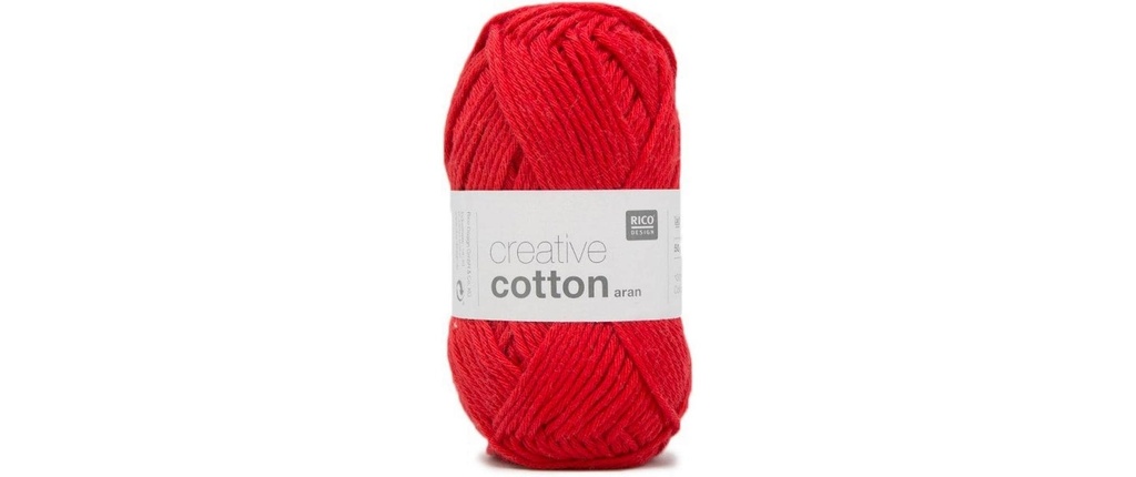 Rico Design Laine Creative Cotton Aran 50 g, Rouge