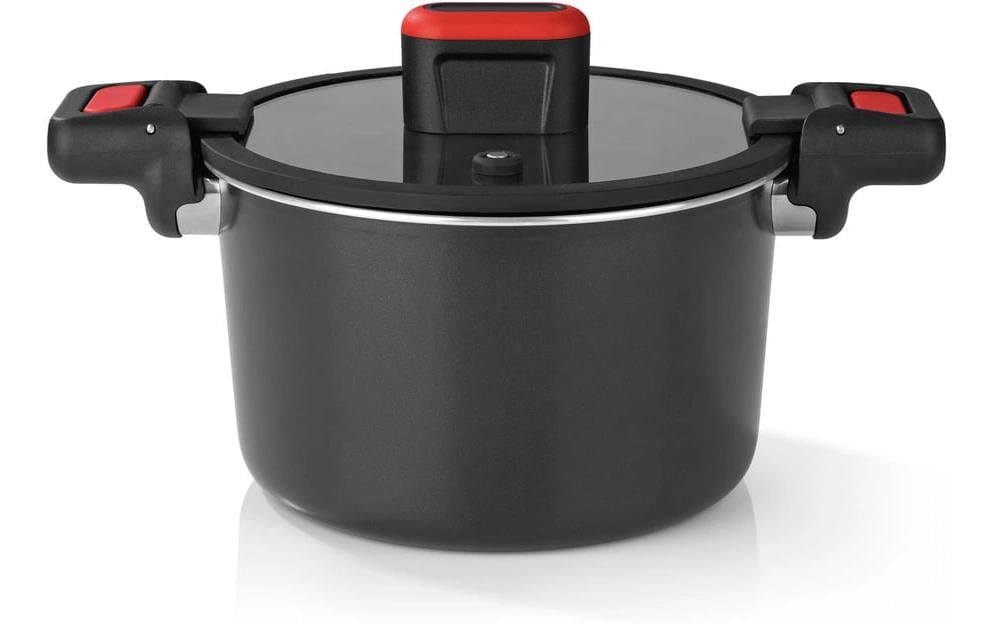 GOURMETmaxx Casserole GOURMETmaxx, Fonte d'aluminium, noir / rouge, 5.8 l