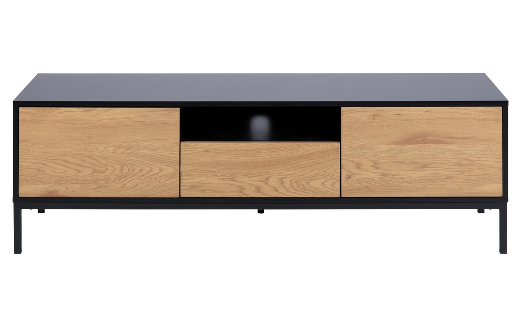 AC Design Meuble TV Seaford 140 x 40 x 45 cm, Noir/Nature