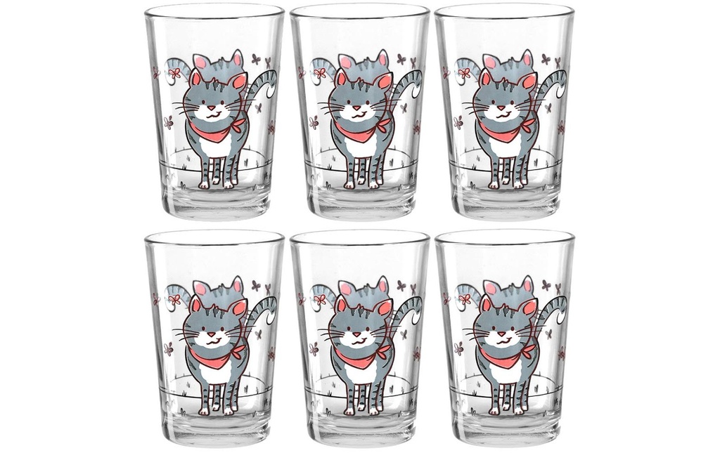 Montana Verre à boire pour enfants Chat 210 ml, 6 pièces