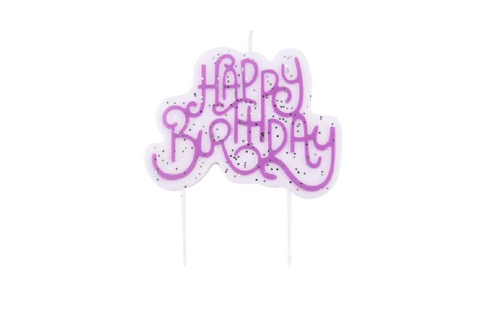 PME Bougie Happy Birthday Rose/Blanc, 1 Pièce/s
