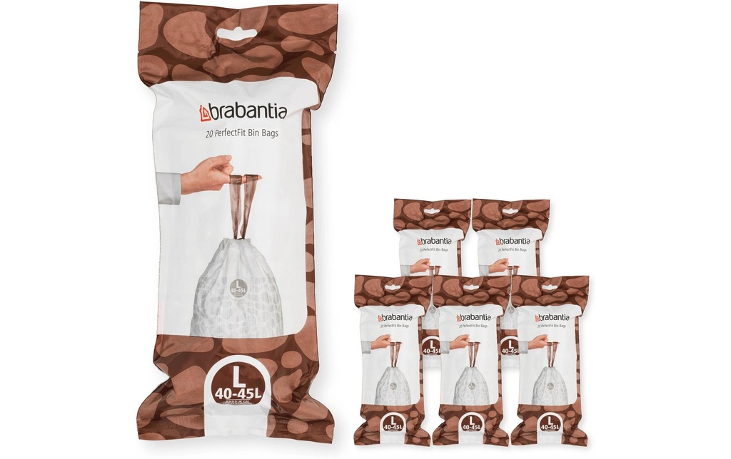 Brabantia Sac à ordures ménagères PerfectFit L 40-45 l, 120 Pièce/s