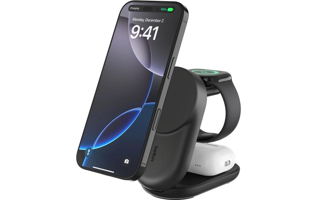 Belkin Chargeur sans fil UltraCharge 3in1 rond, noir
