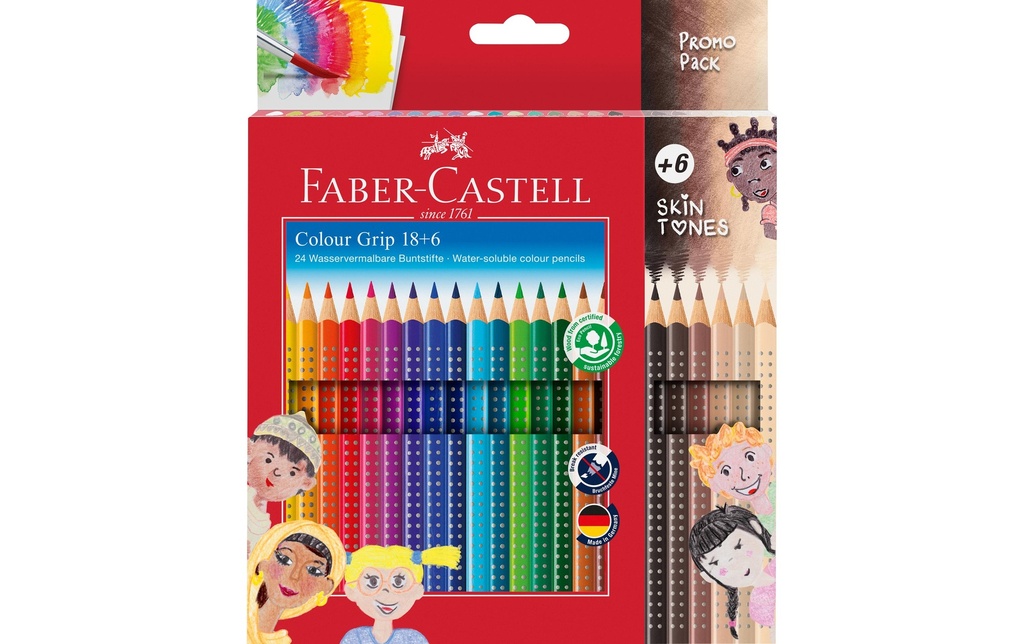 FABER-CASTELL Colour Grip cray.couleur 18+6 (24 pces)