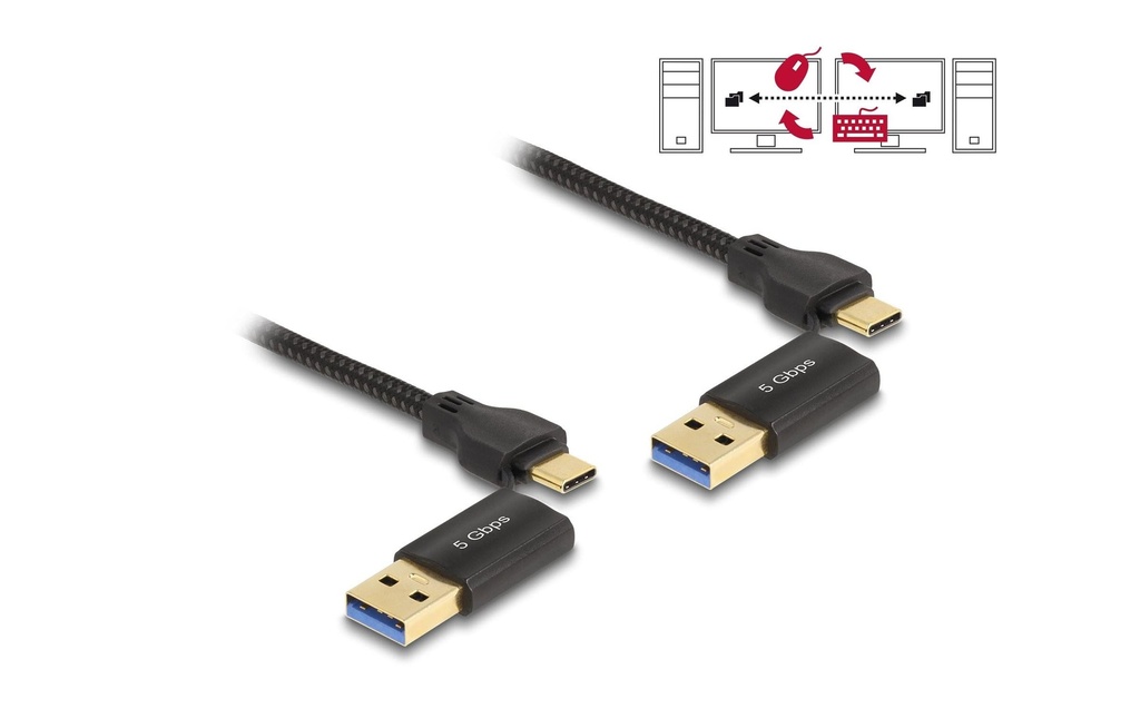 Delock Câble Data Link USB-A/USB-C - USB-A/USB-C 2 m