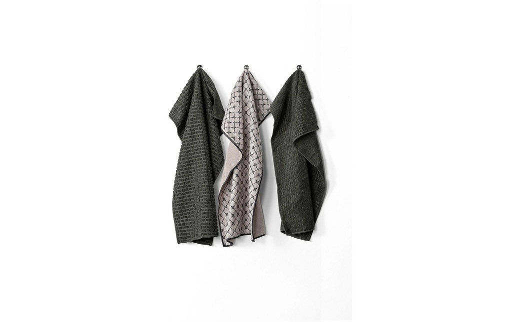 Tiseco Torchon pour la vaisselle Essentiel Set de 3 pièces, Gris foncé