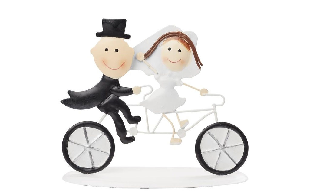 HobbyFun Mini figurine Couple de mariés sur un vélo 7 x 10 cm
