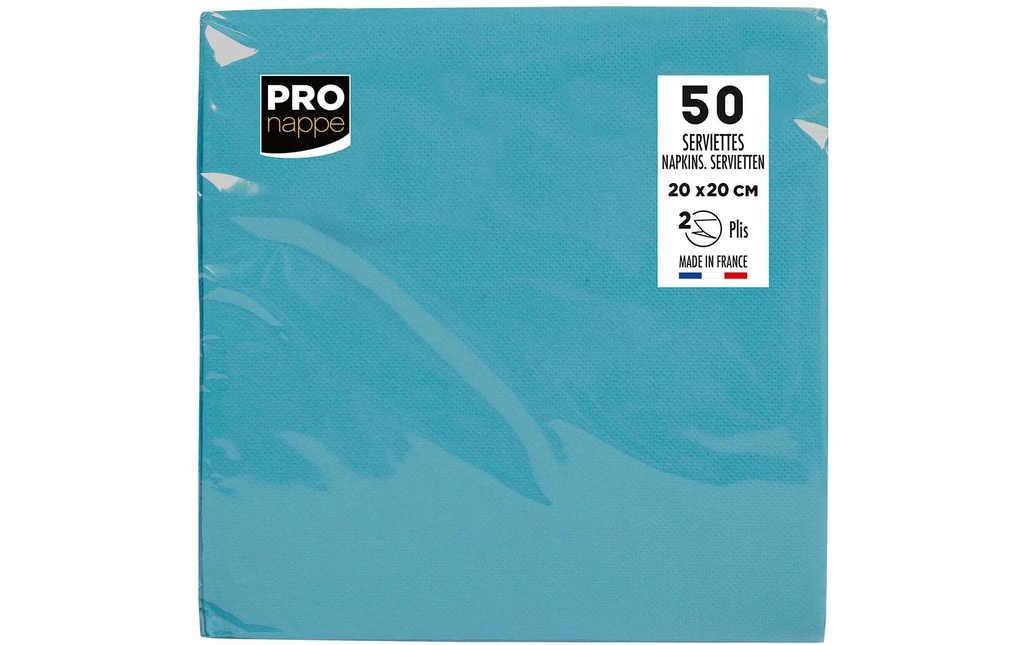 PRO nappe Serviettes en papier 20 cm x 20 cm, 50 Pièce/s, Turquoise