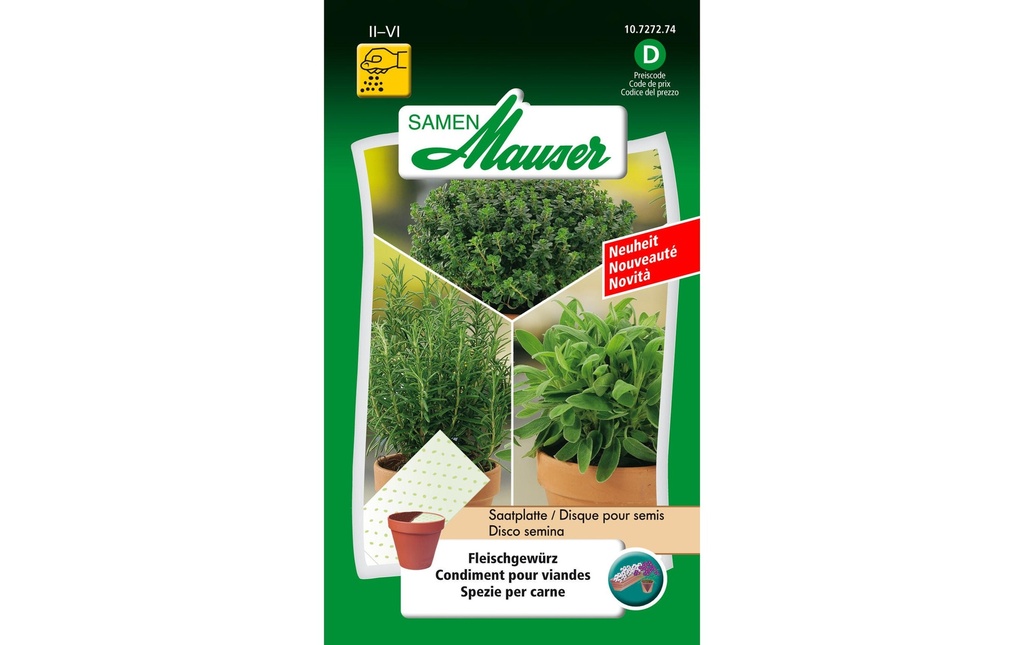Samen Mauser Plaque de semence Urban Gardening épice pour viande