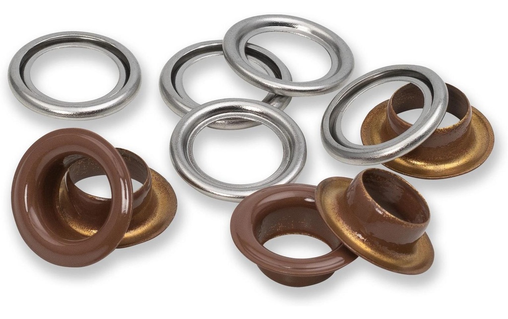 Prym Œillets avec disques 20 pièces, brun foncé-argenté