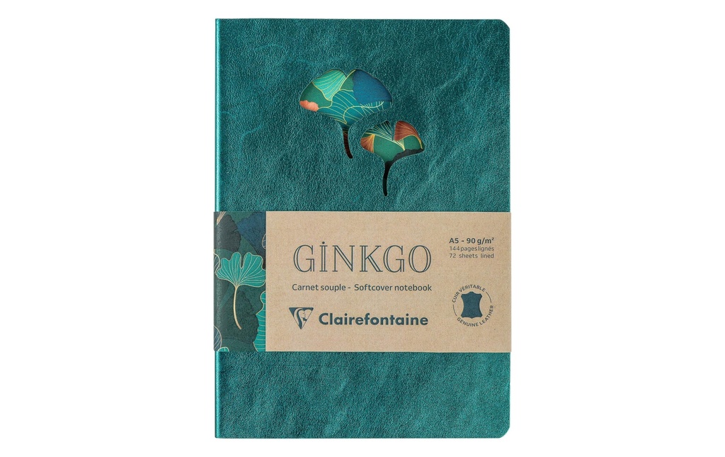 Clairefontaine Bloc-notes Ginkgo assortis, A5, À lignes, Vert