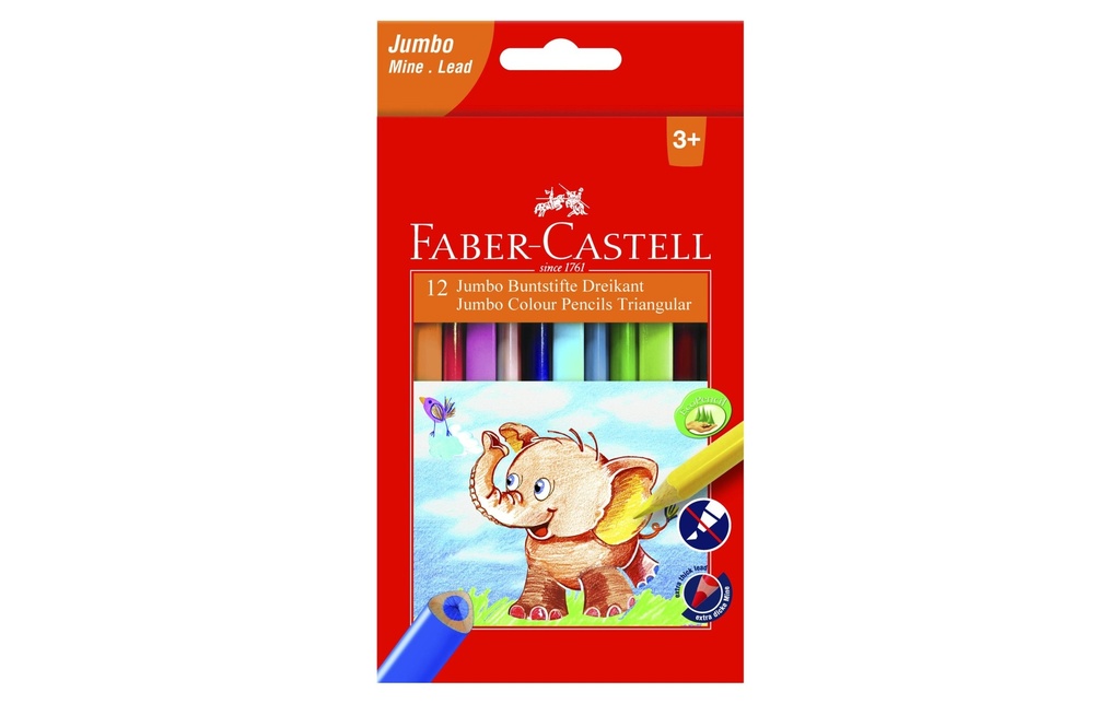 FABER-CASTELL Jumbo crayon triangul. 5.4 (12 pces)