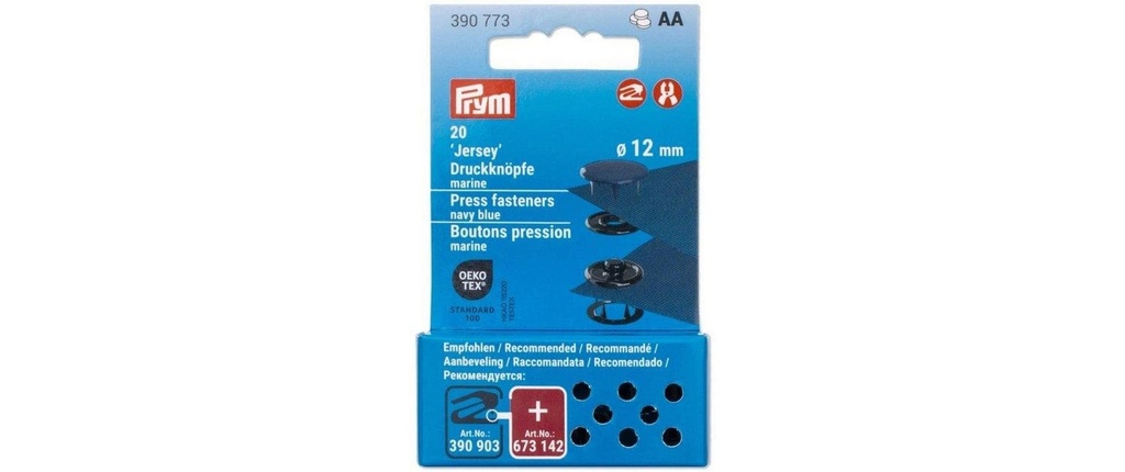 Prym Boutons poussoirs Jersey 12 mm, marine