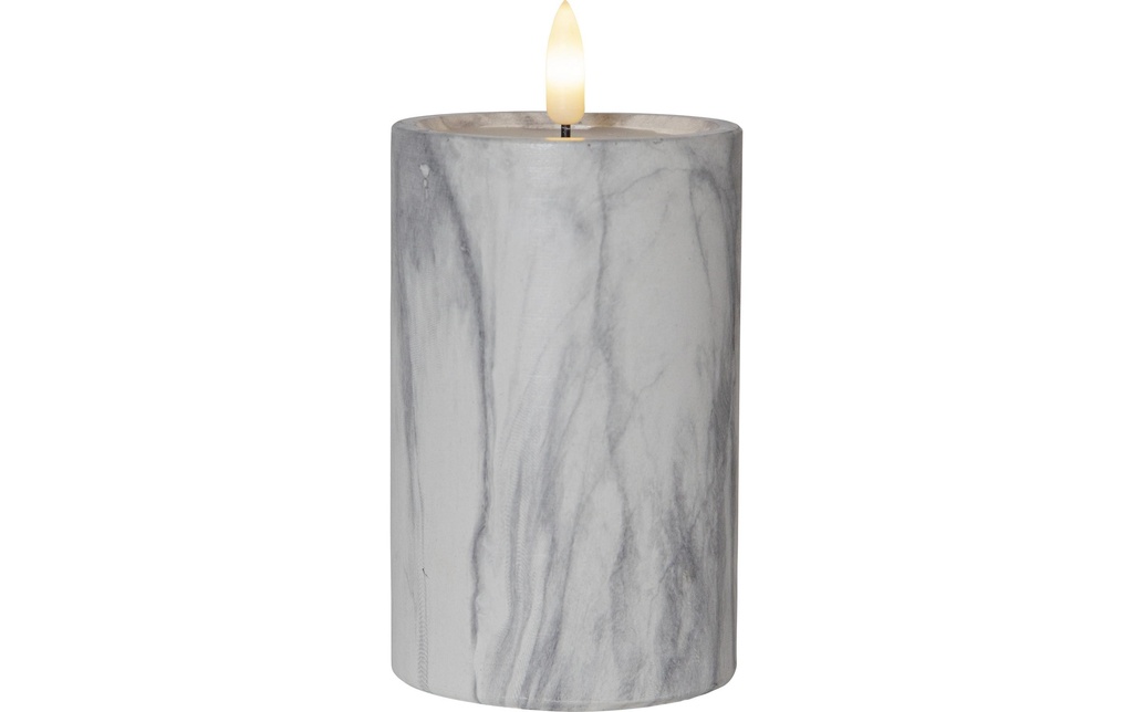 Star Trading Bougie LED Pilier Flamme Marbre Ø 7.5 x 15 cm, Gris