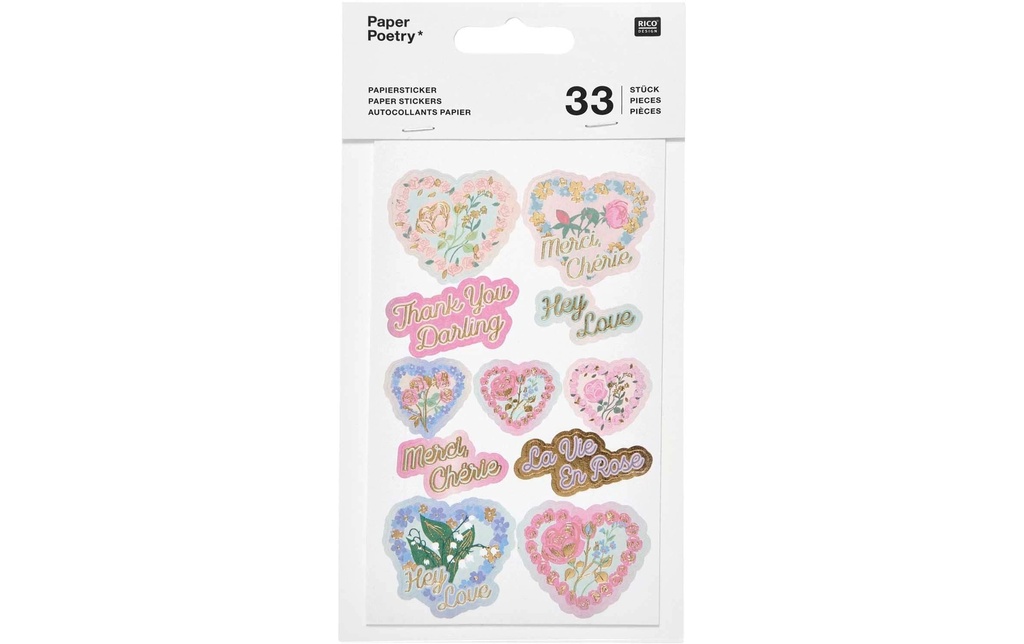 Rico Design Autocollant à motif La Vie en Rose 33 pièces,