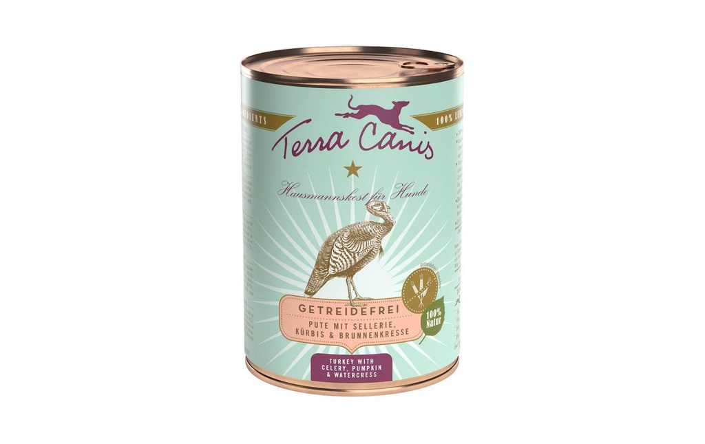 Terra Canis Alimentation humide Menu sans céréales avec dinde, 400 g