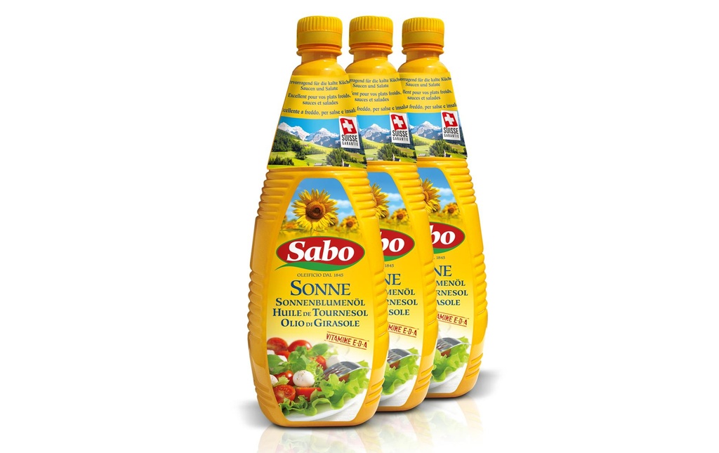 Sabo Huile de tournesol raffinée Soleil 3 x 1 l