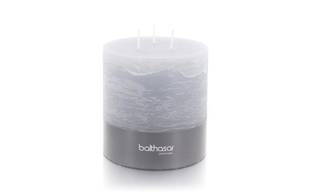 balthasar Bougie multi-mèches Rustico 12 cm x 12 cm, Gris clair
