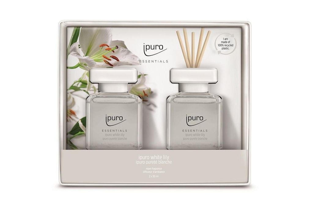 ipuro Bâtonnets parfumés Lys blanc 2 x 50 ml Set 100 ml