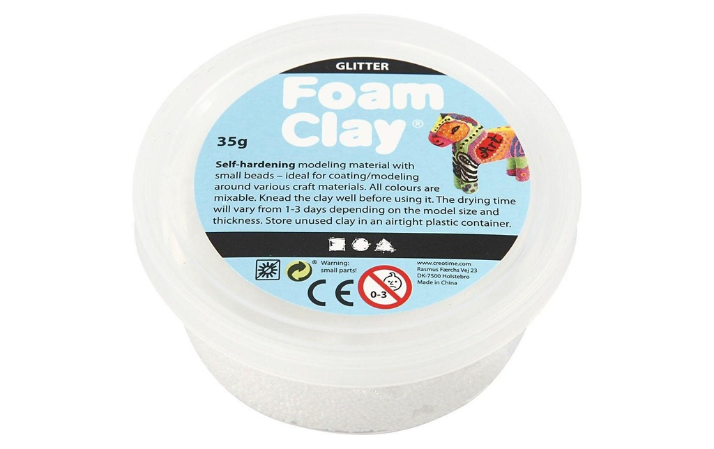 Creativ Company Matière à modeler Foam Clay 35 g Blanc pailleté