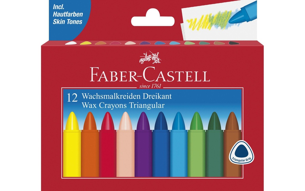 FABER-CASTELL Craie cire à dess.triang. (12 pces)
