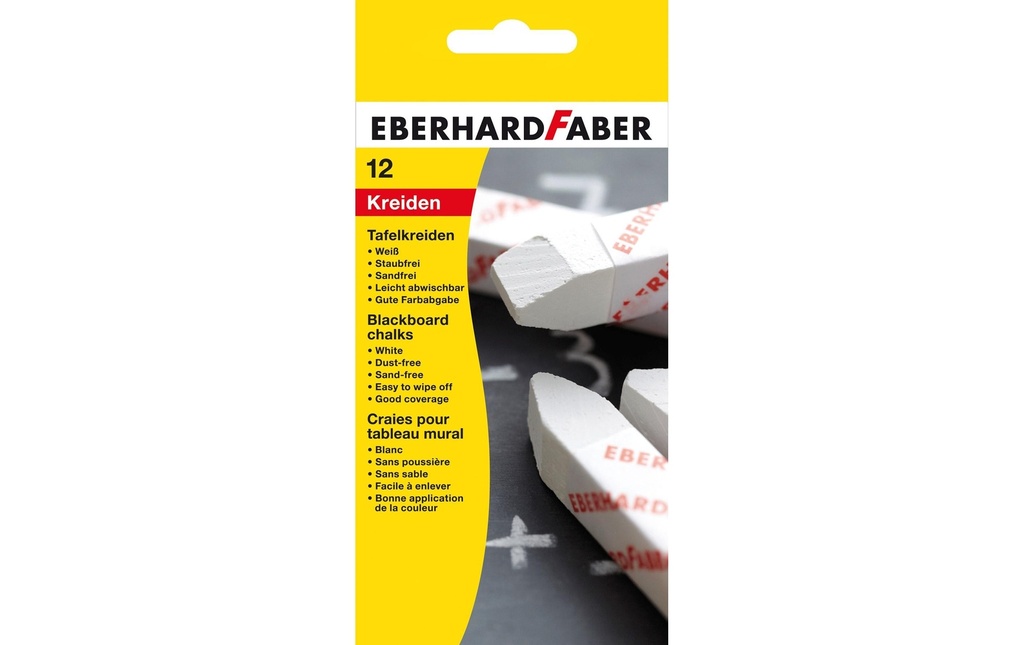 Eberhard Faber Craie de tableau noir Blanc, 12 pièces