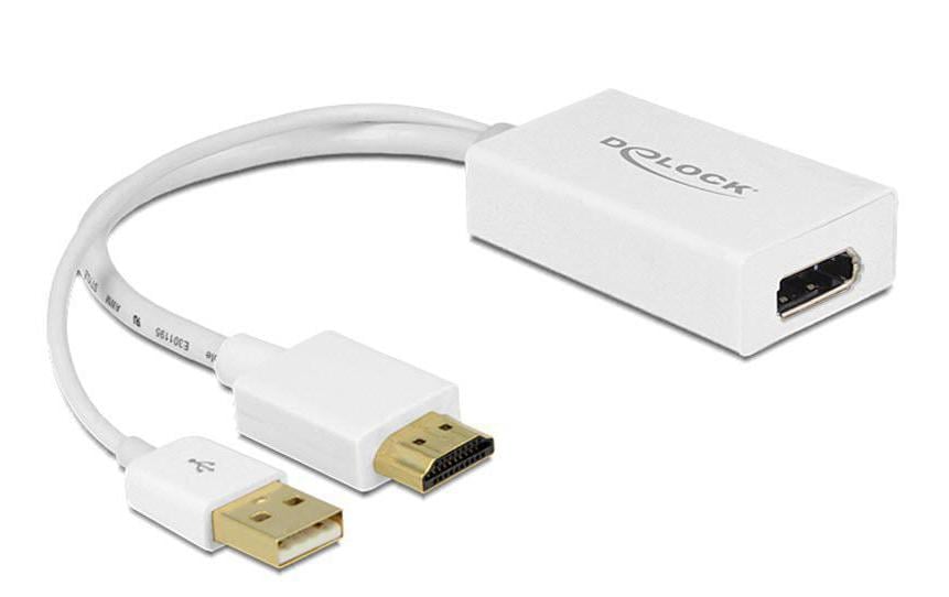 Delock Adaptateur HDMI – DisplayPort Blanc, 4K, alimentation USB