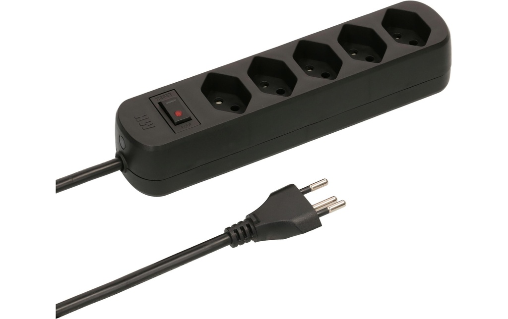 Max Hauri Bloc multiprises Basic Line 5x T13 avec interrupteur de réinitialisation