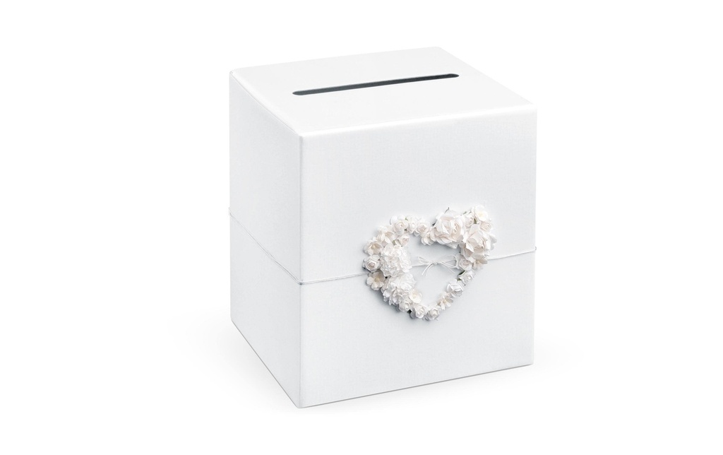 Partydeco Accessoires de mariage Boîte à cartes 24 x 24 x 24 cm, blanc