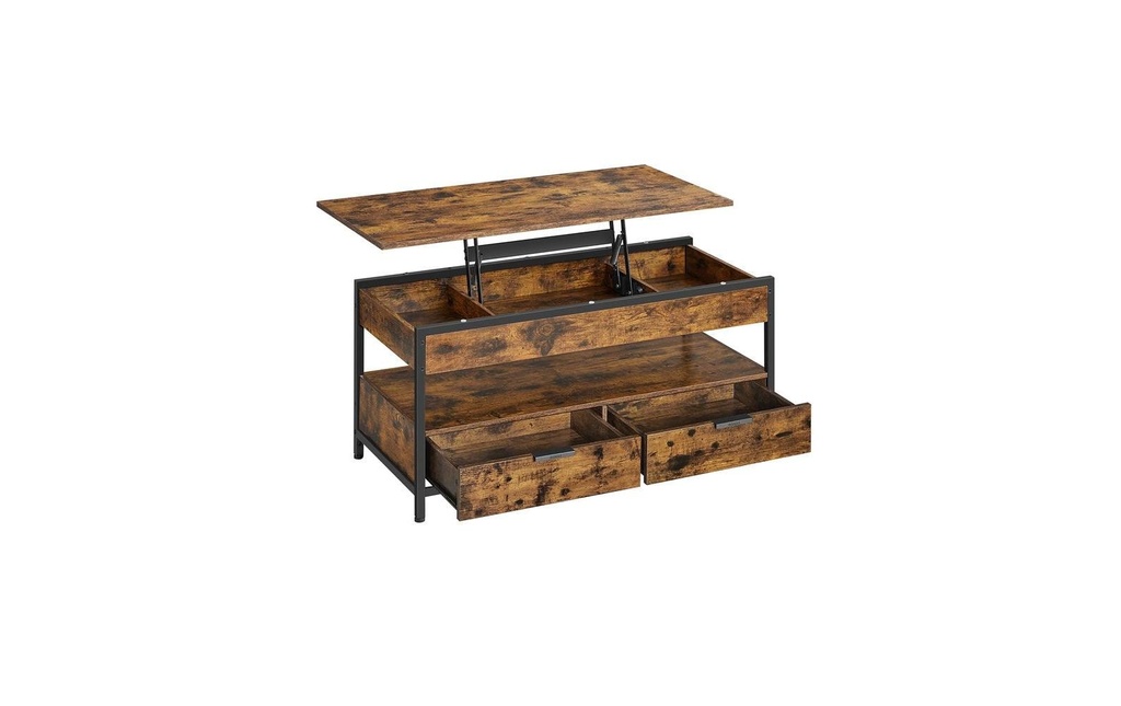 VASAGLE Table basse Table basse 100/113.5 x 50 cm/61 cm, Noir/Brun