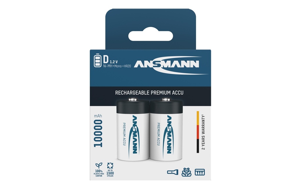Ansmann Batterie Typ 10000 NiMH D 10000 mAh, 2 Pièce/s
