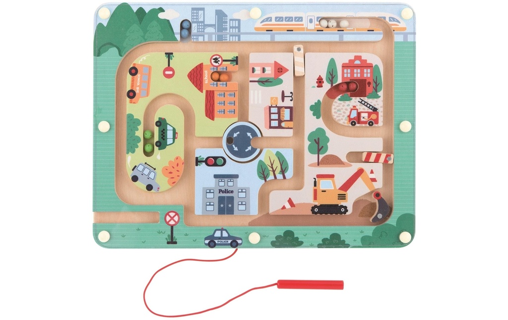 Spielba Holzspielwaren Jeu magnétique du labyrinthe urbain