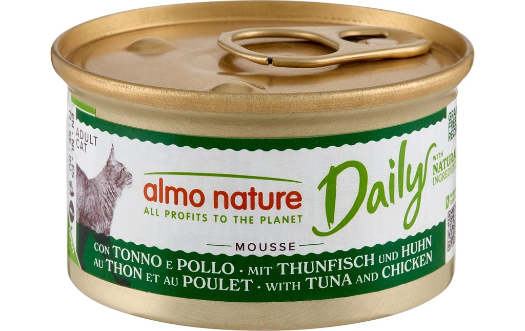 Almo Nature Alimentation humide Daily Cat Mousse au thon et au poulet 85 g