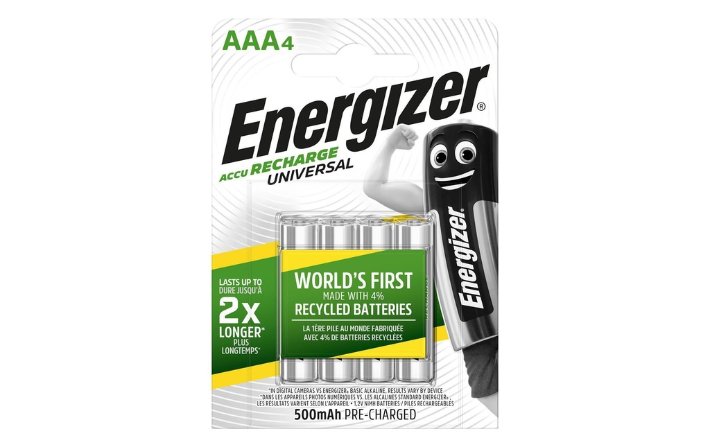 Energizer Batterie Universal NiMH Micro AAA 500 mAh, 4 Pièce/s