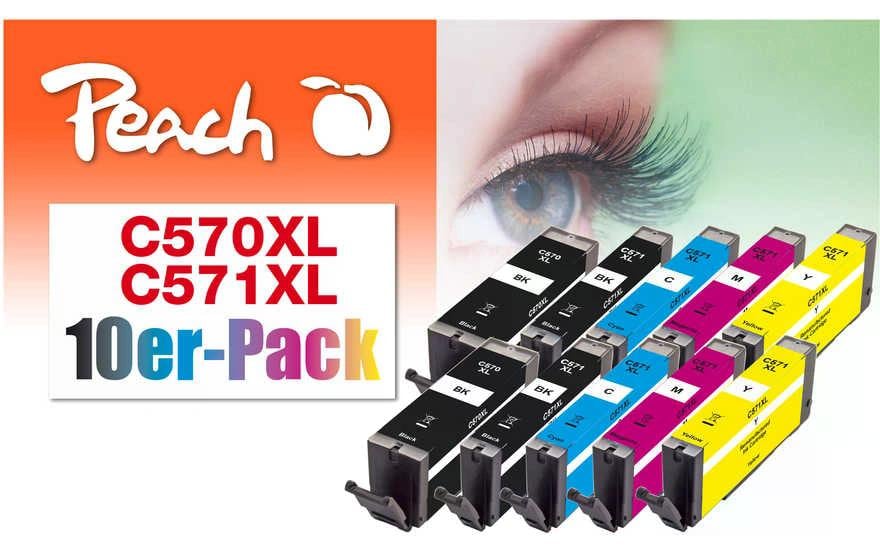 Peach Kits d’encre Canon PGI-570XL Multi-10-Pack BK/C/M/Y