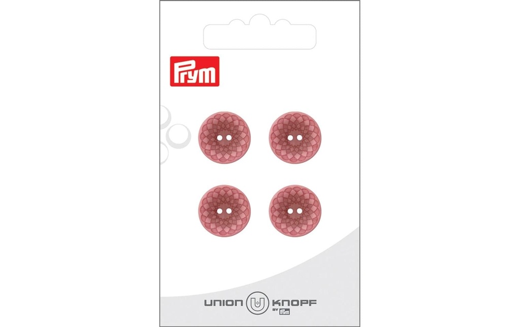Prym Union Knopf Boutons Polyester 15 mm, 4 pièces, Rose