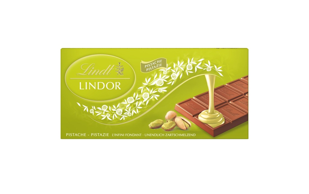 Lindt Tablette de chocolat Lindor Pistache 100 g