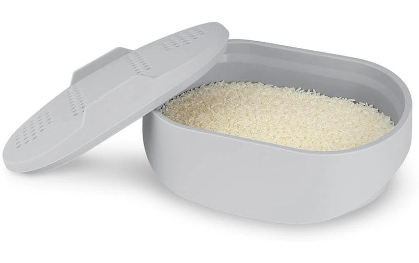 GOURMETmaxx Cuiseur de riz au micro-ondes 1.9 l, Gris/Gris clair