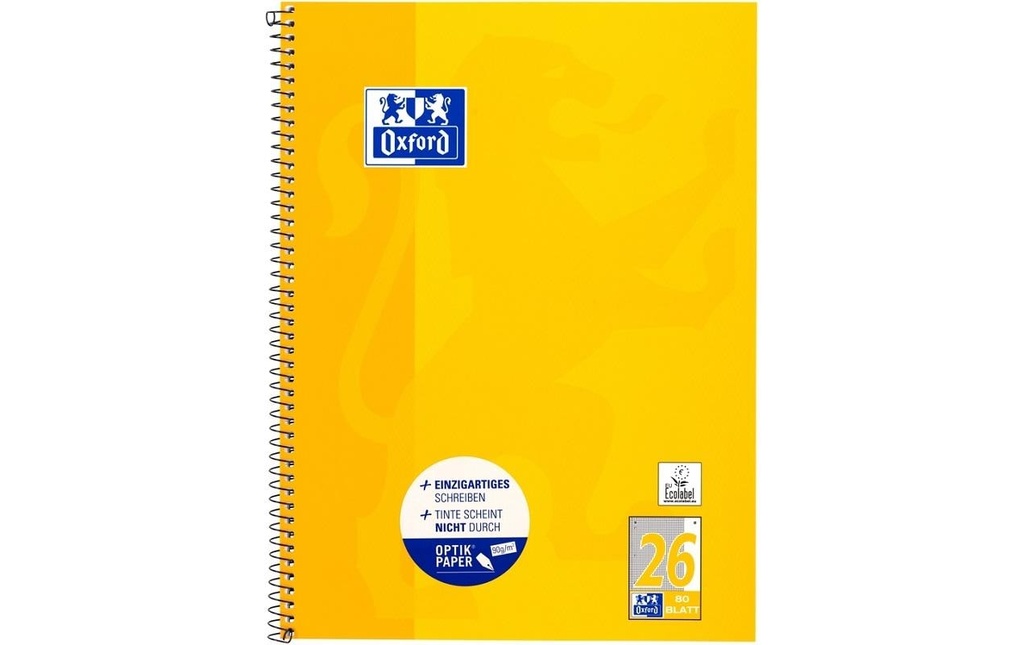 Oxford Cahier Bloc-notes collège A4+, quadrillé, jaune foncé
