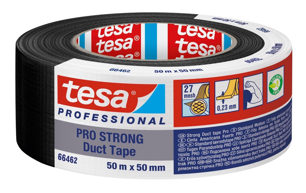 tesa Ruban adhésif Pro Strong Duct Tape 50 mm x 50 m, Noir
