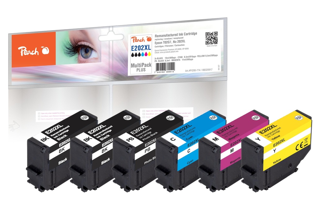 Peach Encre Epson No. 202XL Multi-Pack-Plus C/M/Y/PB/2x BK