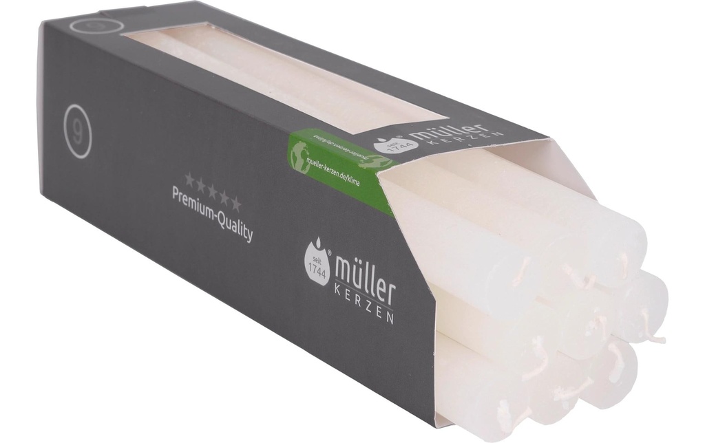 müller Kerzen Bougie droite Polar 25 cm x 2.2 cm, Blanc, 9 Pièce/s, Blanc