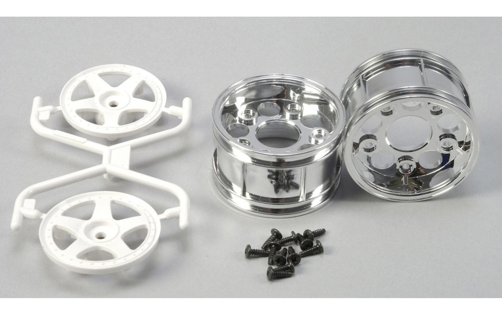 Tamiya Jantes 5 branches, en deux parties, 30 mm, blanc 2 pièces, 1:10