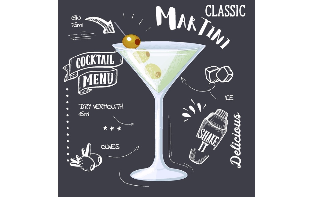 Paper + Design Serviettes en papier Martini Black 24 cm x 24 cm, 20 Pièce/s