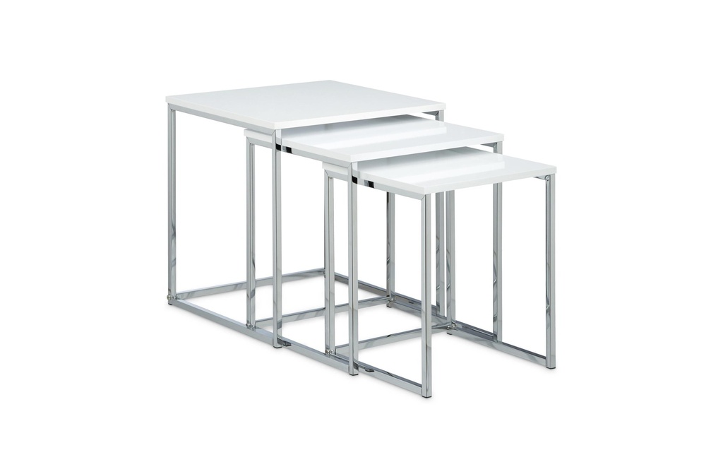 relaxdays Table basse Set de 3 pièces  30/35/40 x 36/39/42 cm, Argenté/Blanc