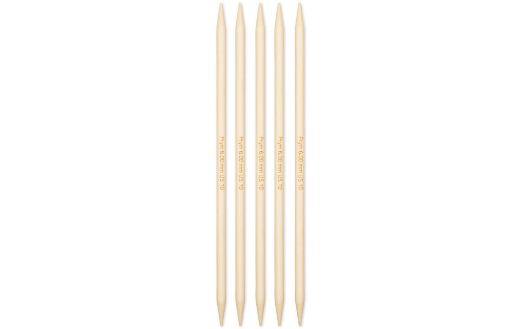 Prym 1530 Aiguilles à tricoter pour bas BAMBUS 6.00 mm, 20 cm