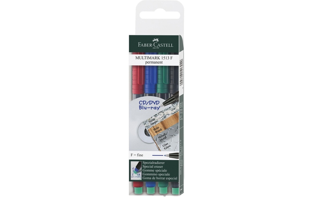 FABER-CASTELL Multimark perm. F étui (4 pces)