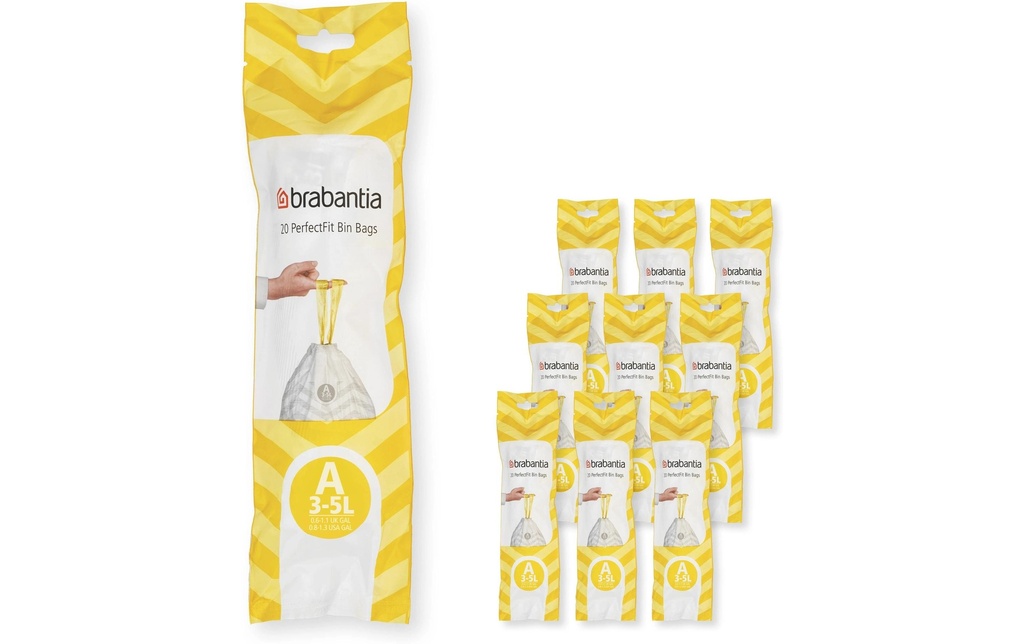 Brabantia Sac à ordures ménagères PerfectFit A 3 l, 200 Pièce/s