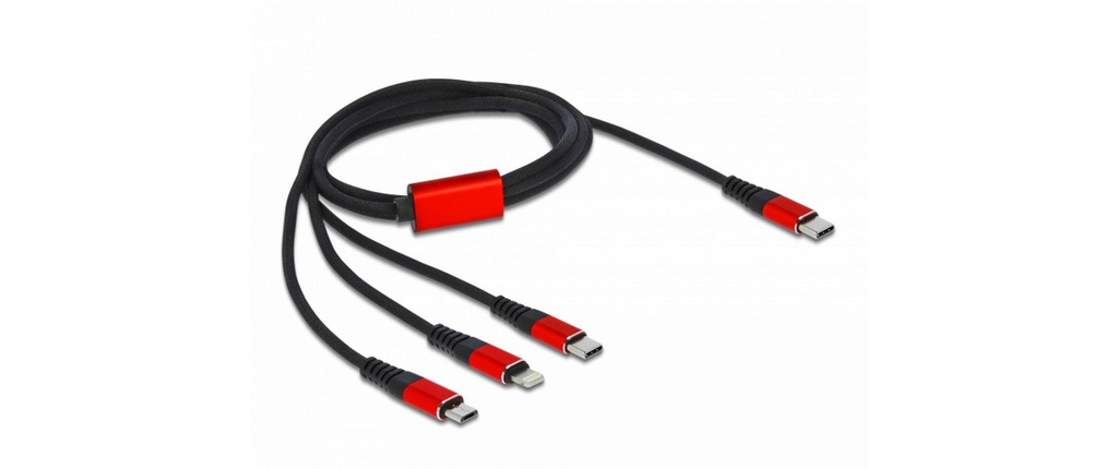 Delock Câble chargeur USB  USB-C - Lightning/USB-C/Micro-USB B 1 m